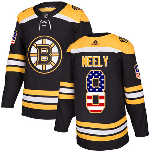 Adidas Bruins #8 Cam Neely Black Home Authentic USA Flag Stitched NHL Jersey